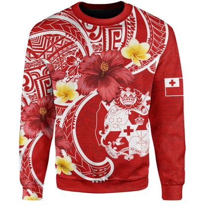 Tonga Sweatshirt Royal Kingdom Crest Hibiscus Polynesian Tribal Heritage