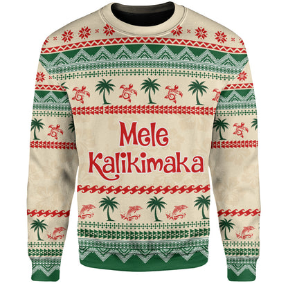 Hawaii Sweatshirt Mele Kalikimaka King Kamehameha Santa Polynesian Tribal Heritage