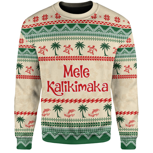 Hawaii Sweatshirt Mele Kalikimaka King Kamehameha Santa Polynesian Tribal Heritage