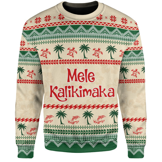 Hawaii Sweatshirt Mele Kalikimaka King Kamehameha Santa Polynesian Tribal Heritage