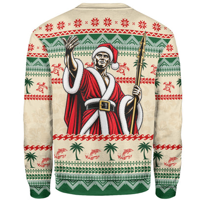 Hawaii Sweatshirt Mele Kalikimaka King Kamehameha Santa Polynesian Tribal Heritage