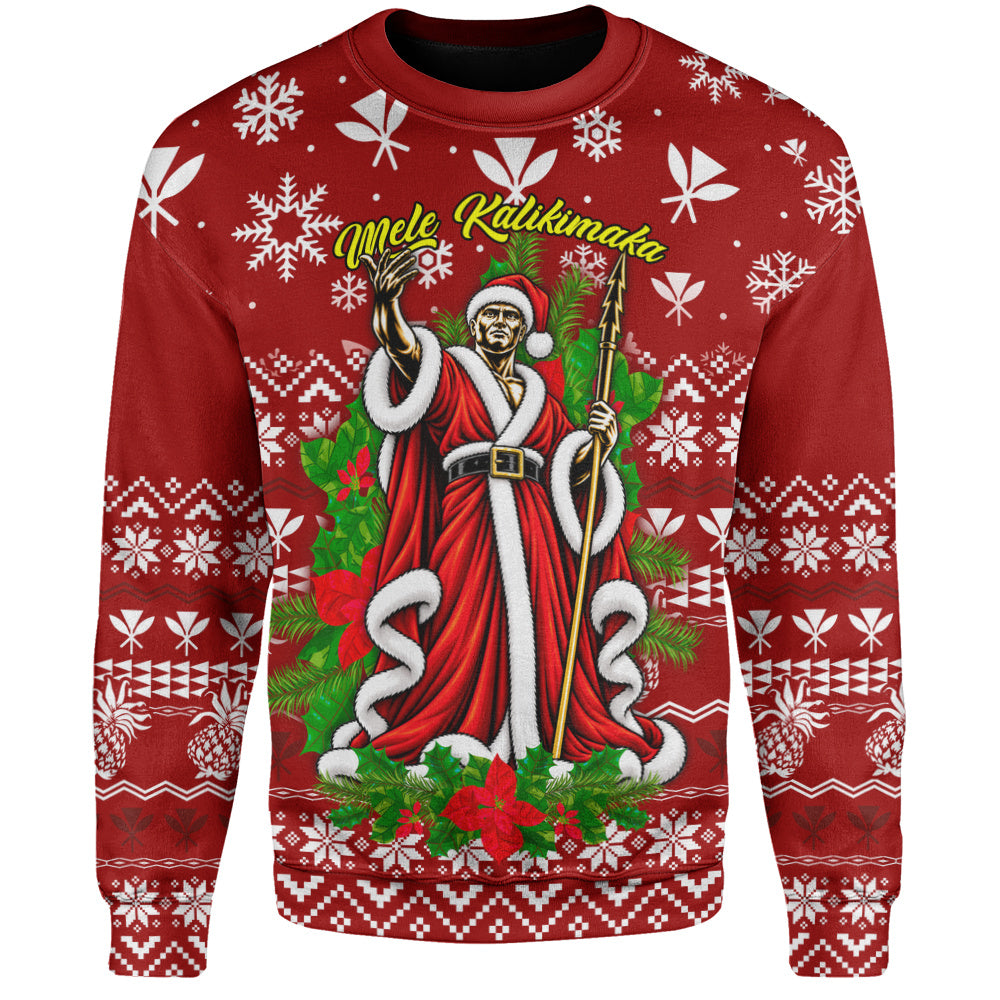 Hawaii Sweatshirt Mele Kalikimaka King Kamehameha Santa Polynesian Holiday Spirit