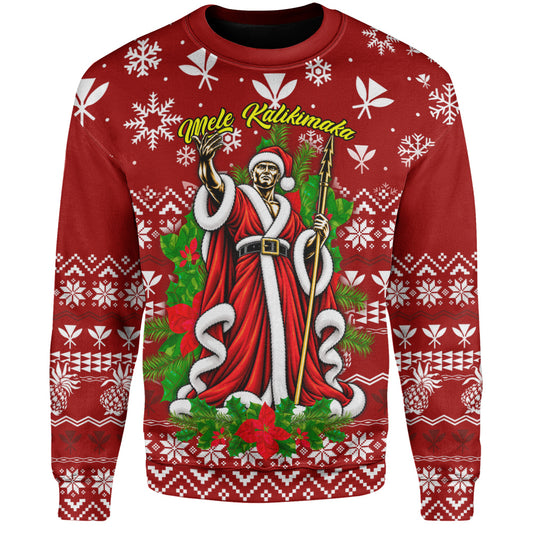 Hawaii Sweatshirt Mele Kalikimaka King Kamehameha Santa Polynesian Holiday Spirit