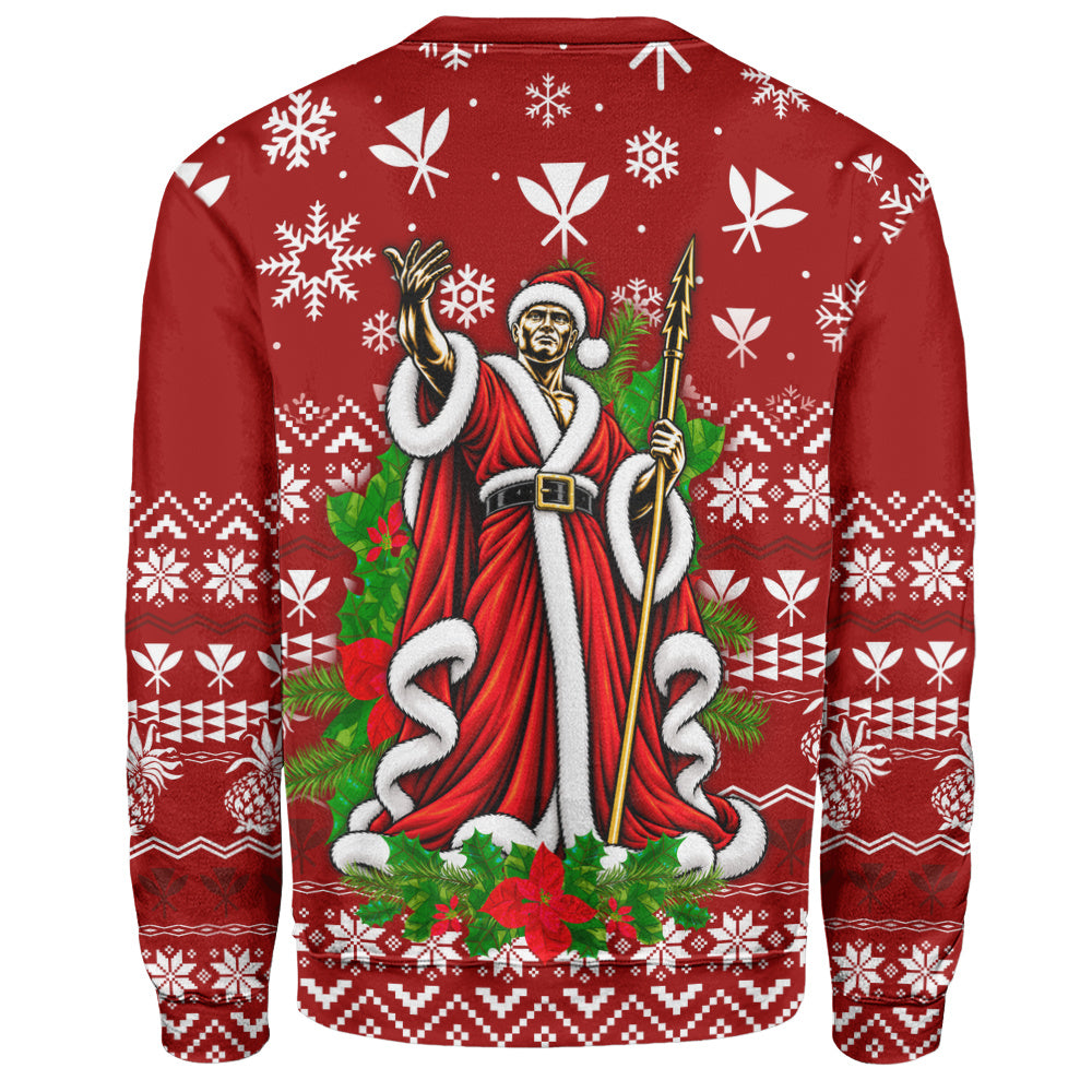 Hawaii Sweatshirt Mele Kalikimaka King Kamehameha Santa Polynesian Holiday Spirit