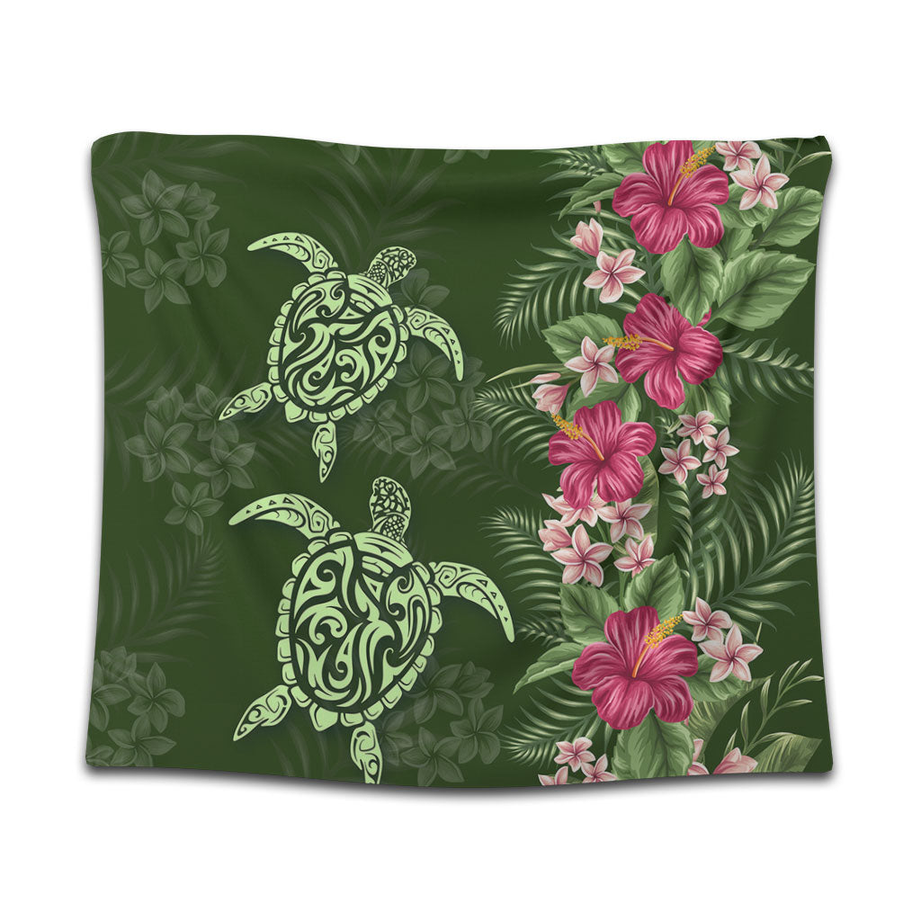 Hawaii Tapestry Polynesian Sea Turtle Hibiscus Tropical Style
