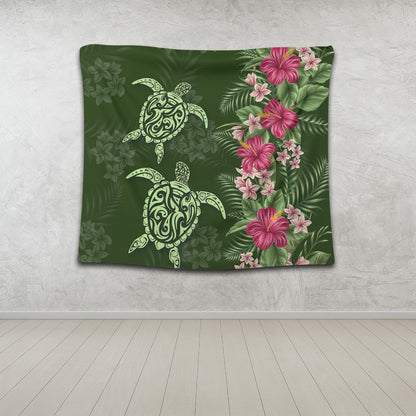 Hawaii Tapestry Polynesian Sea Turtle Hibiscus Tropical Style