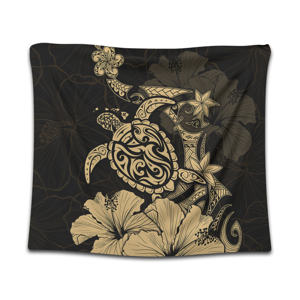 Hawaii Tapestry Golden Honu Hibiscus Serenity Style