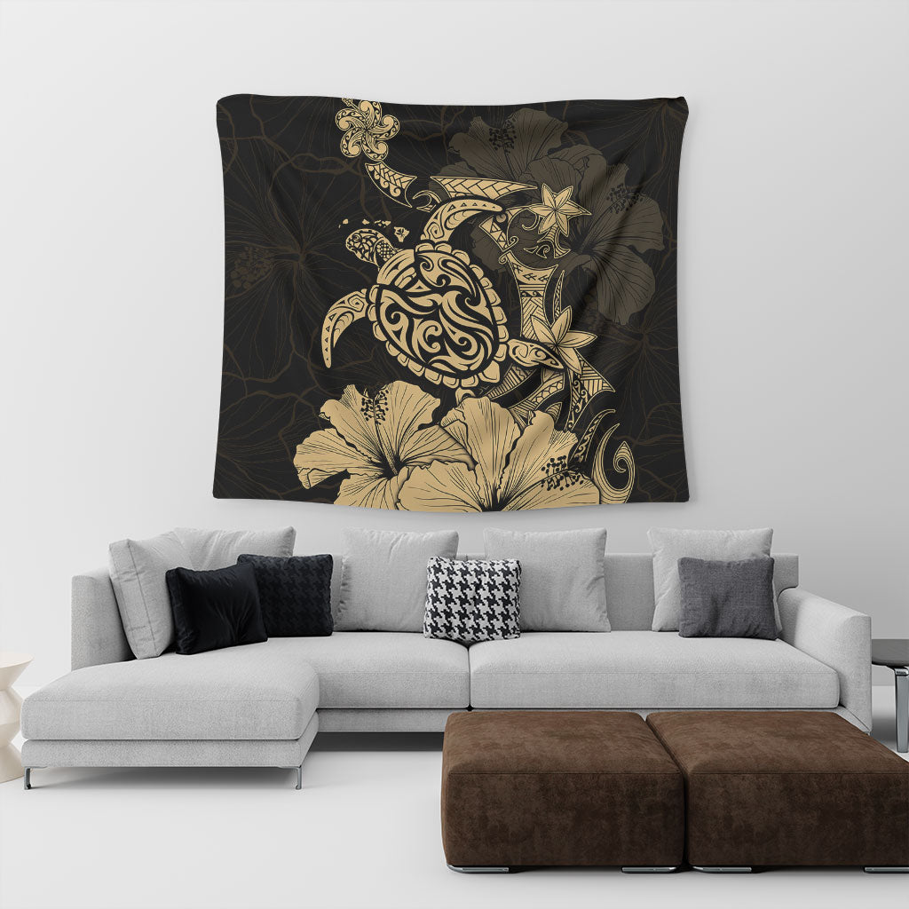 Hawaii Tapestry Golden Honu Hibiscus Serenity Style