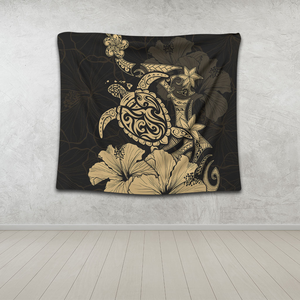 Hawaii Tapestry Golden Honu Hibiscus Serenity Style