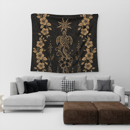 Hawaii Tapestry Vintage Honu Hibiscus Floral Elegance