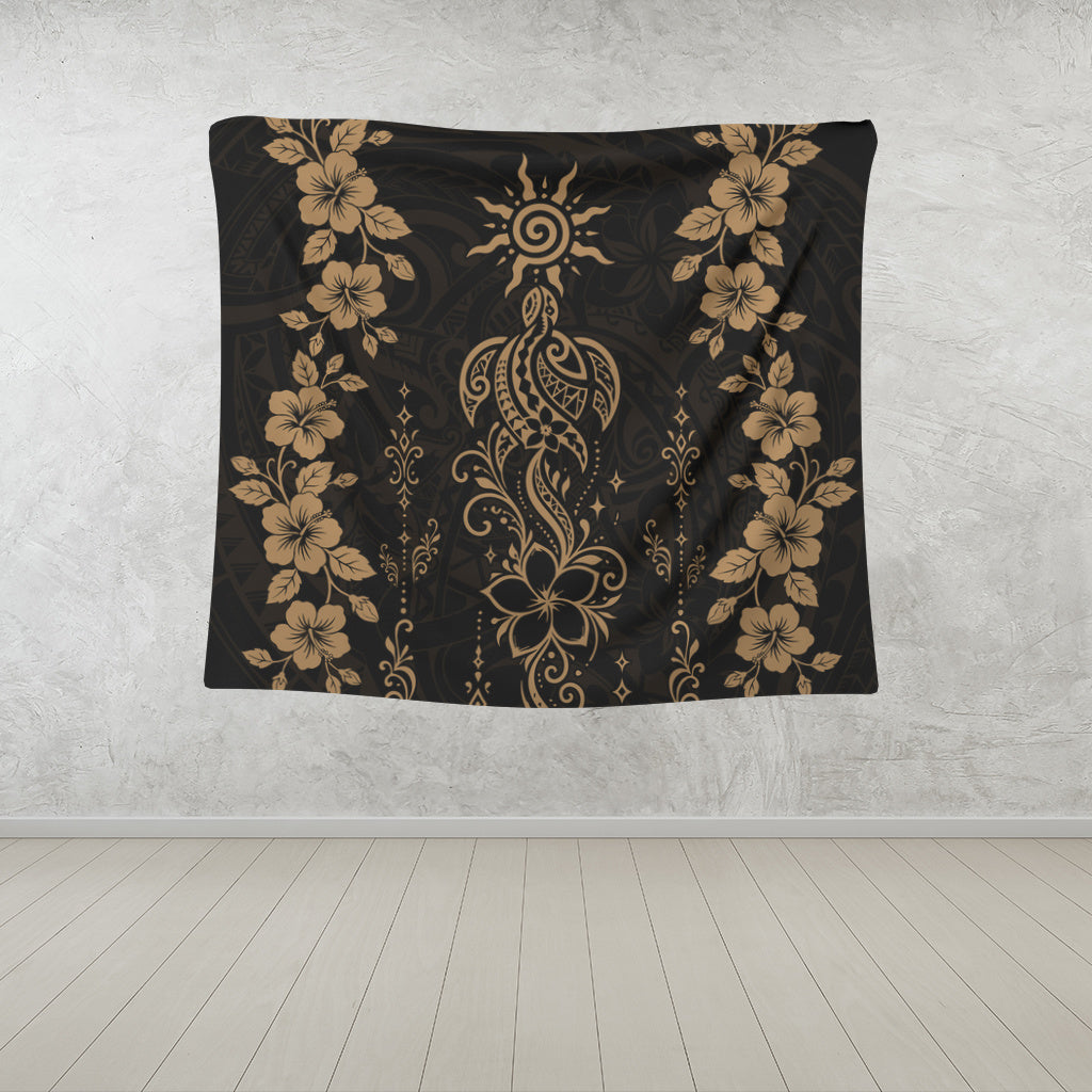 Hawaii Tapestry Vintage Honu Hibiscus Floral Elegance