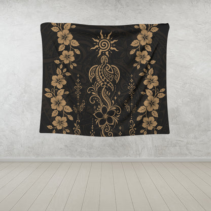 Hawaii Tapestry Vintage Honu Hibiscus Floral Elegance