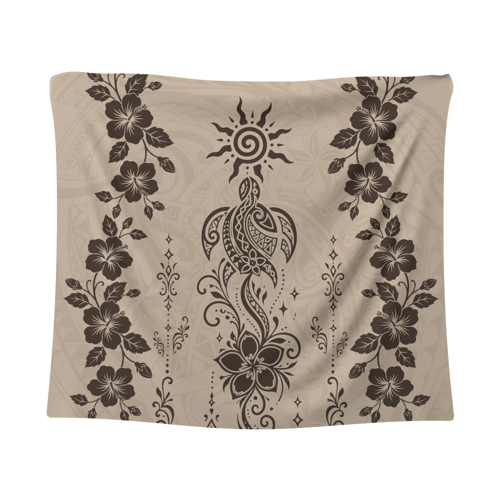 Hawaii Tapestry Vintage Honu Hibiscus Floral Elegance