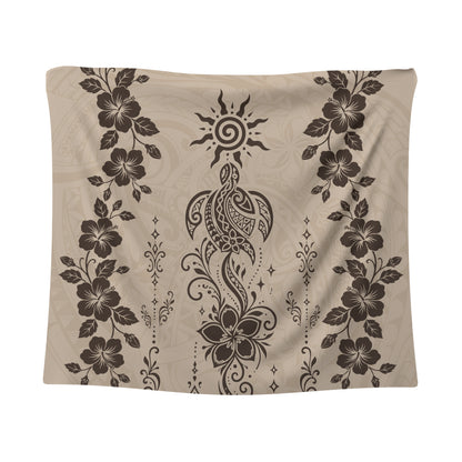 Hawaii Tapestry Vintage Honu Hibiscus Floral Elegance