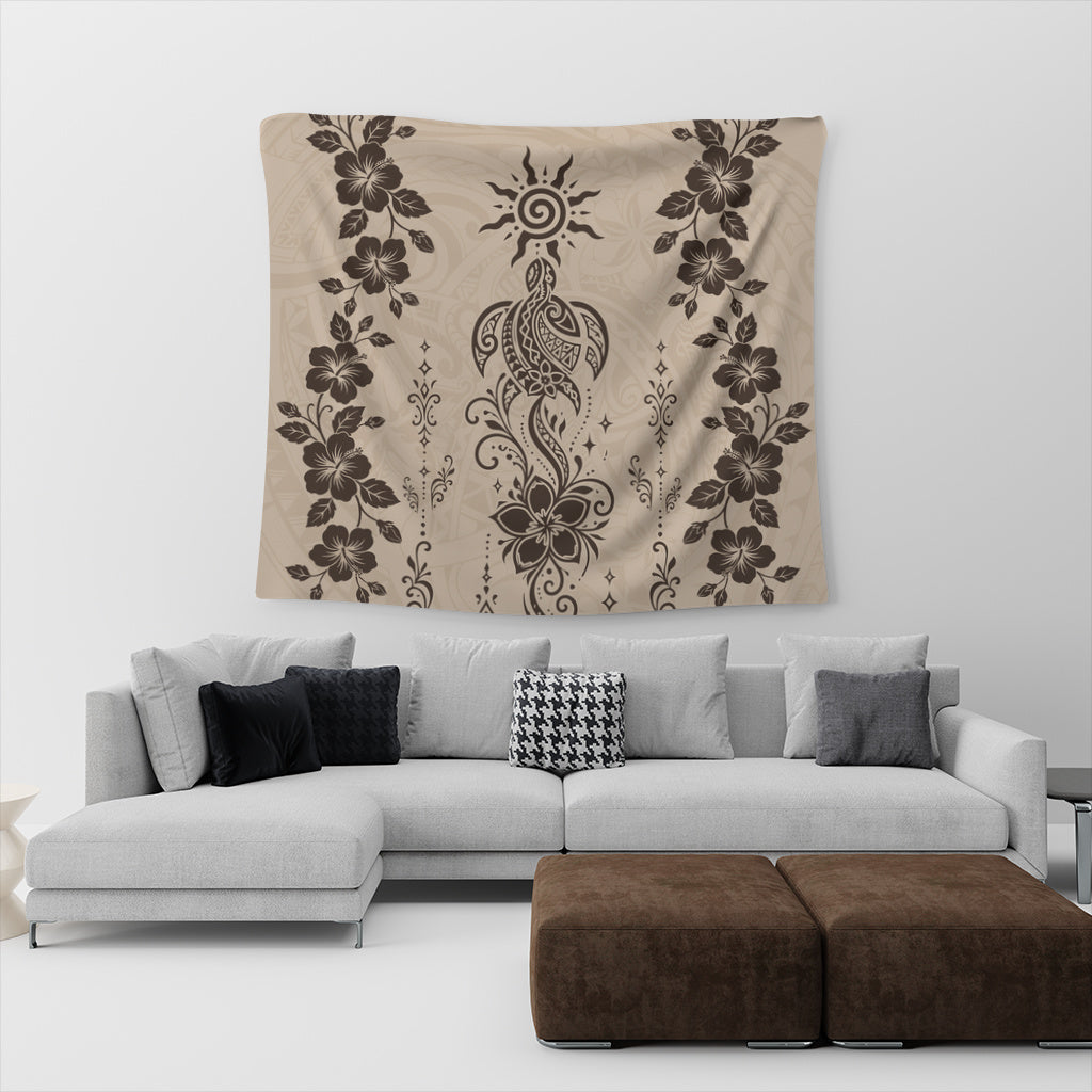 Hawaii Tapestry Vintage Honu Hibiscus Floral Elegance