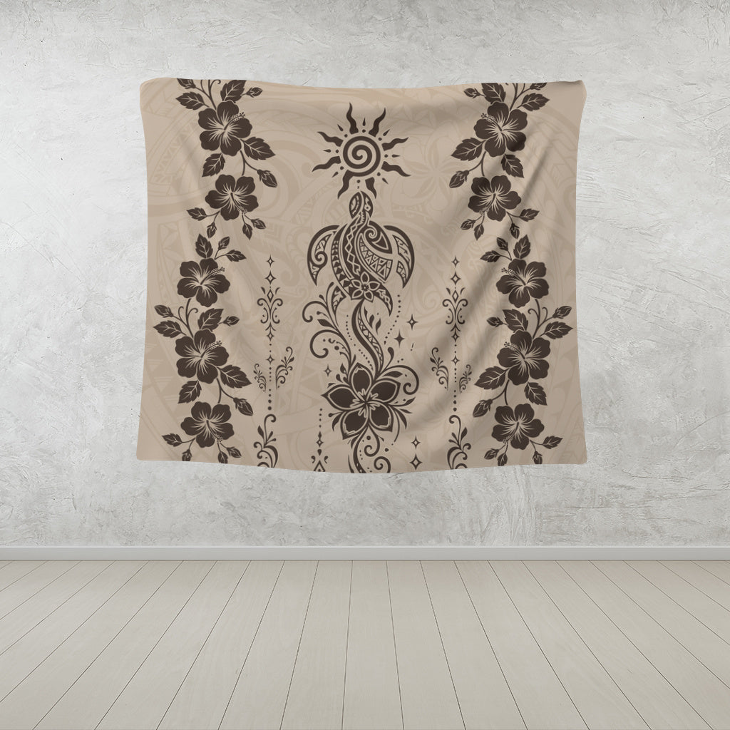 Hawaii Tapestry Vintage Honu Hibiscus Floral Elegance