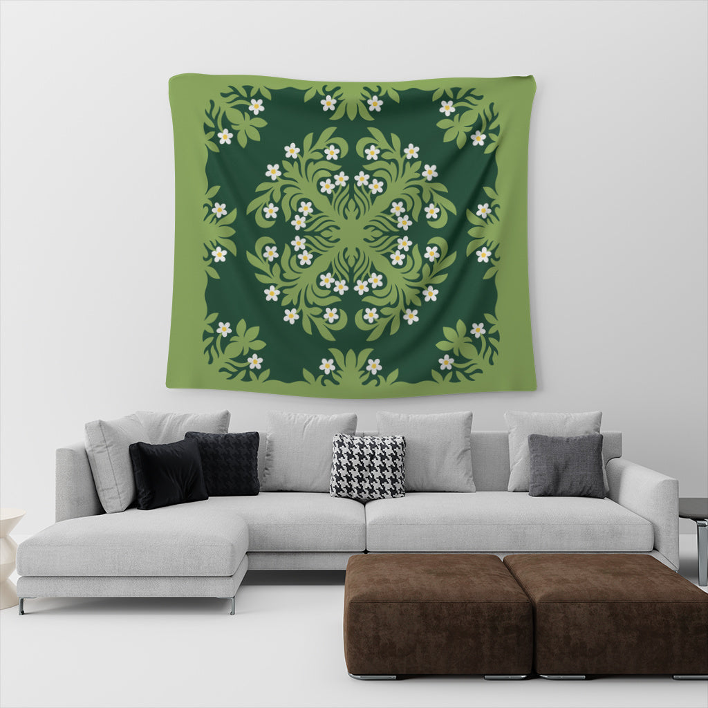 Hawaii Tapestry Emerald Tropical Floral Garden Elegance