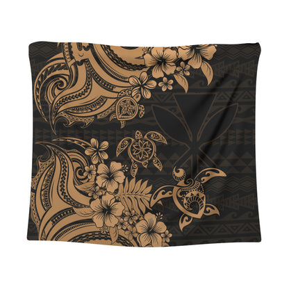 Hawaii Tapestry Kanaka Maoli Hibiscus Polynesian Tribal Turtle Print Style