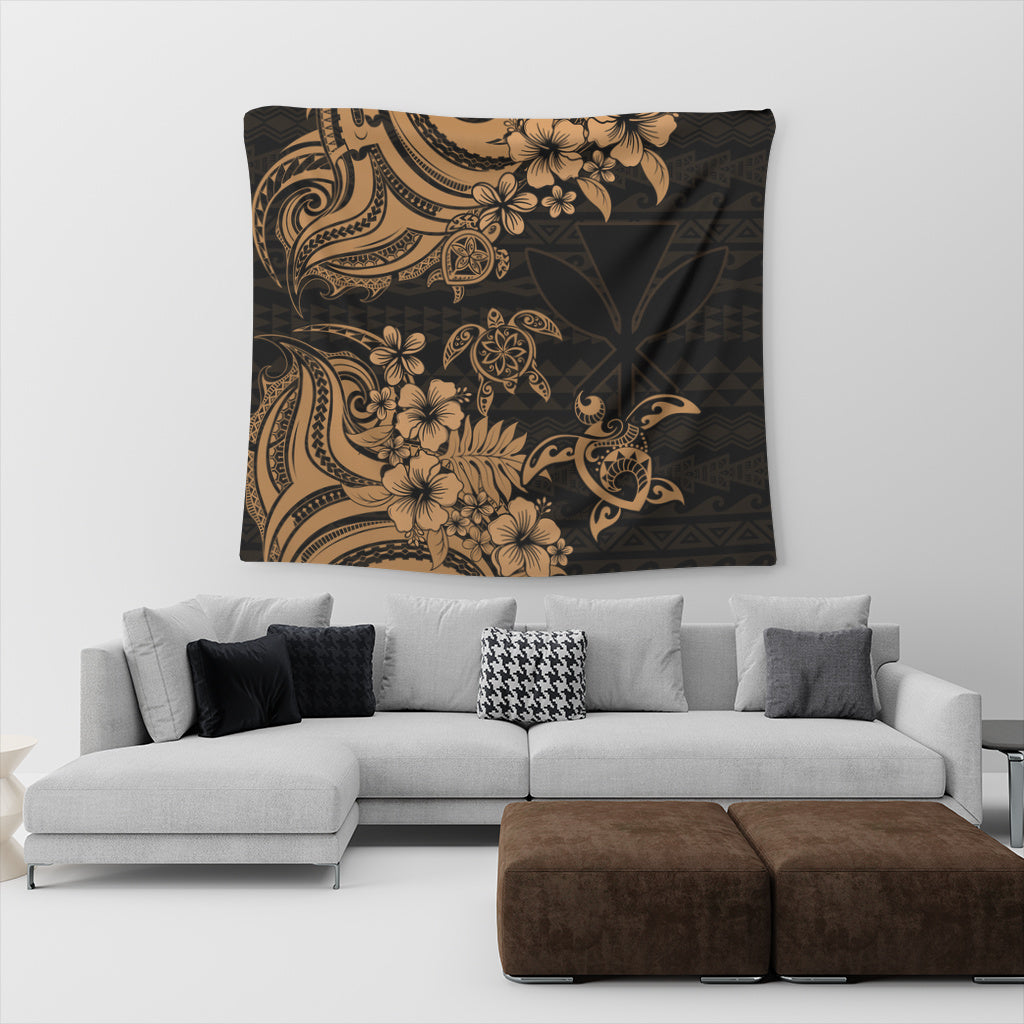 Hawaii Tapestry Kanaka Maoli Hibiscus Polynesian Tribal Turtle Print Style