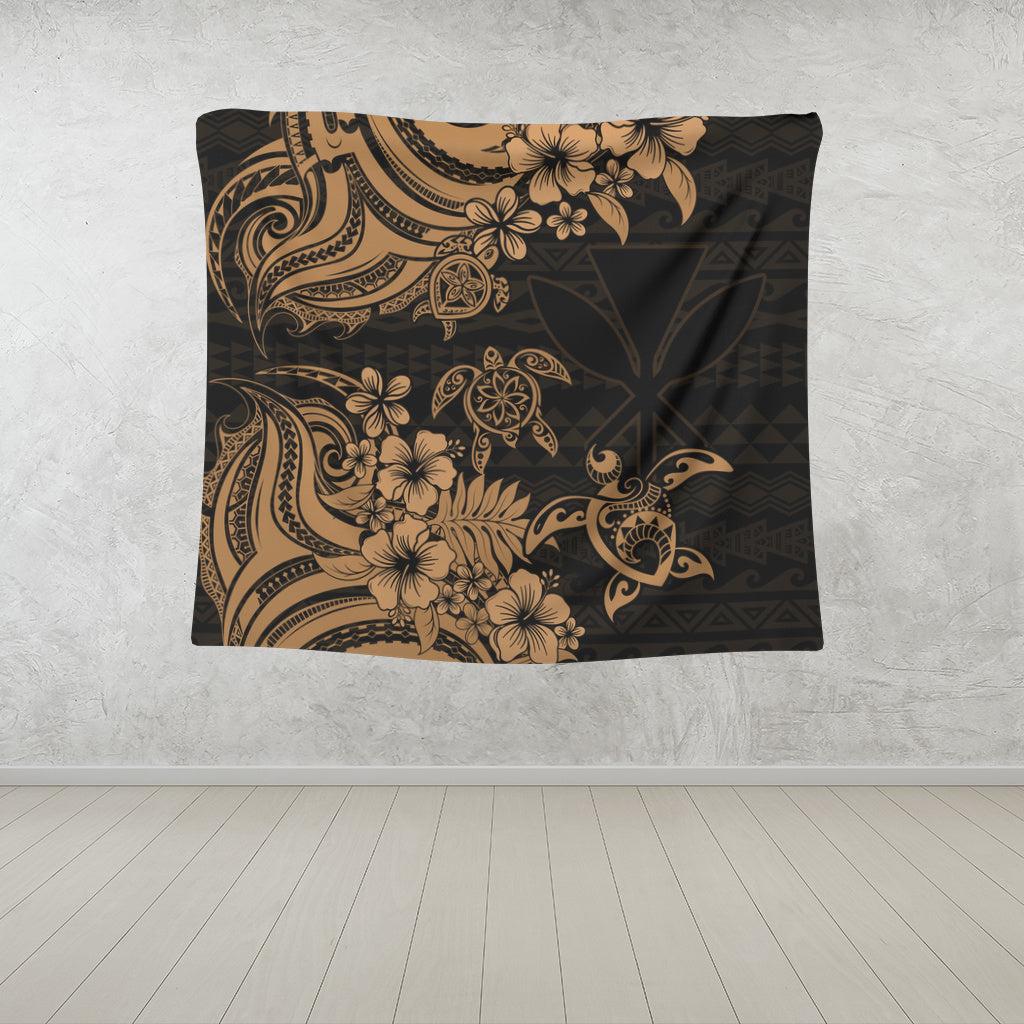 Hawaii Tapestry Kanaka Maoli Hibiscus Polynesian Tribal Turtle Print Style
