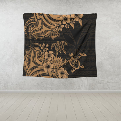 Hawaii Tapestry Kanaka Maoli Hibiscus Polynesian Tribal Turtle Print Style