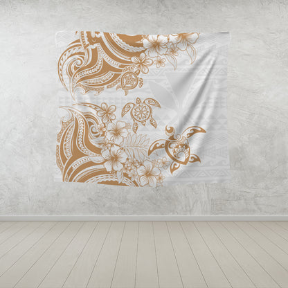 Hawaii Tapestry Kanaka Maoli Hibiscus Polynesian Tribal Turtle Print Style