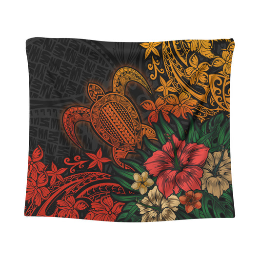 Hawaii Tapestry Turtle Hibiscus Polynesian Tribal Paradise