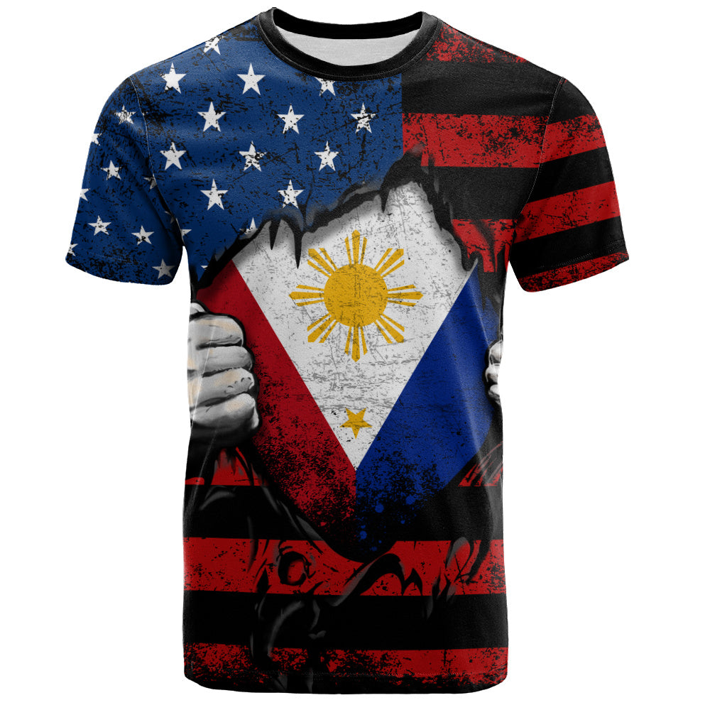 Philippines Filipinos T-Shirt Heart American Soul