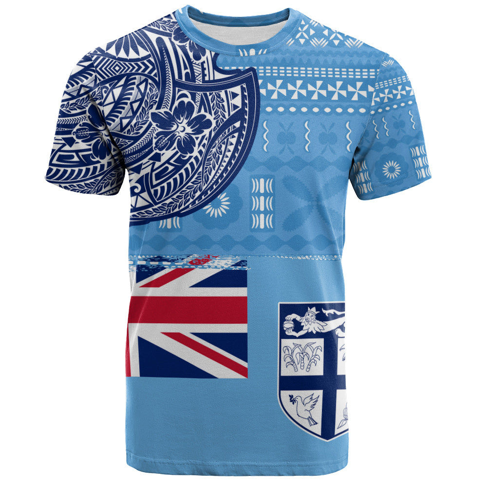 Fiji T-Shirt Ocean Blue Tribal Shield Pride