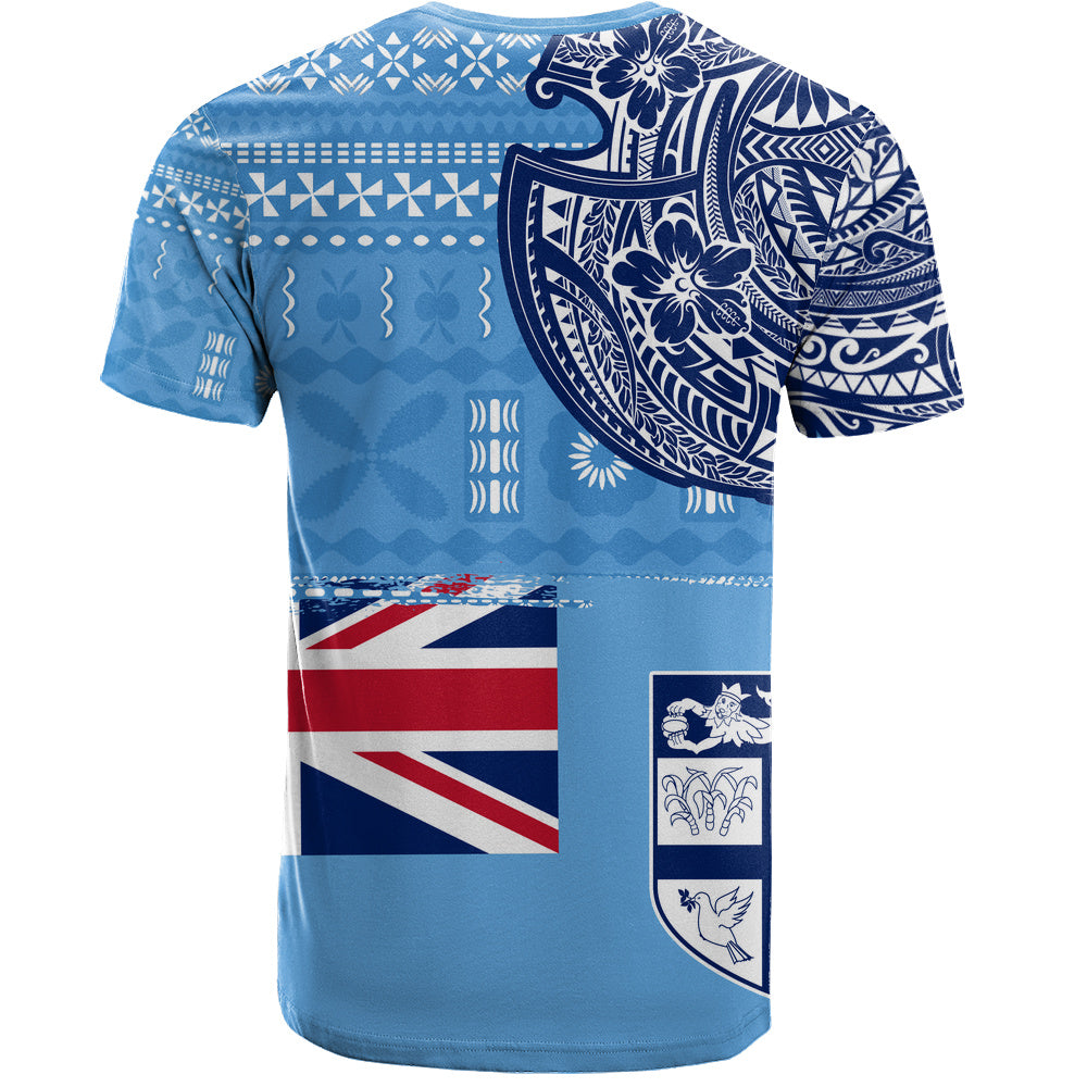 Fiji T-Shirt Ocean Blue Tribal Shield Pride