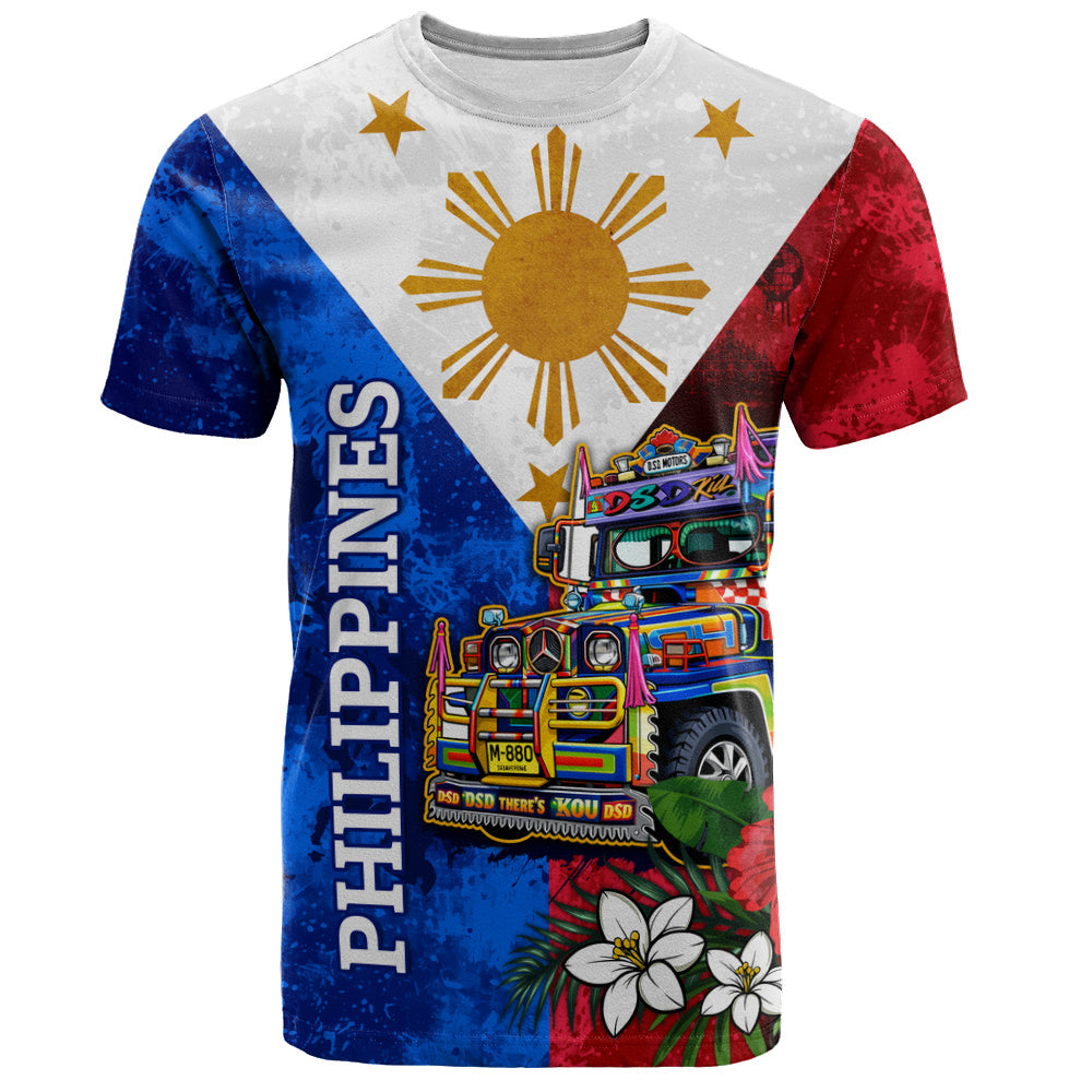 Philippines Filipinos T-Shirt Custom Jeepney Flag Tropical Floral