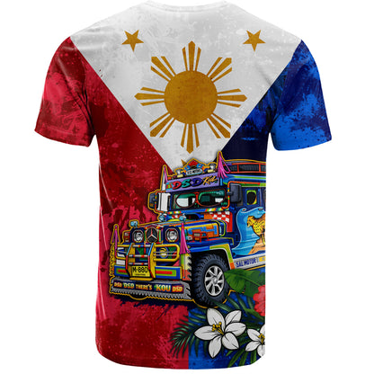 Philippines Filipinos T-Shirt Custom Jeepney Flag Tropical Floral