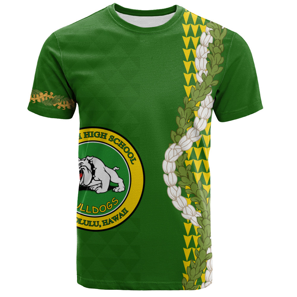 Kaimuki High School T-Shirt Puakenikeni Maile Flower Lei