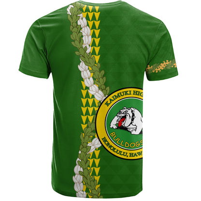 Kaimuki High School T-Shirt Puakenikeni Maile Flower Lei