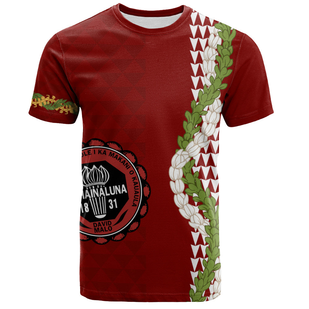 Lahainaluna High School T-Shirt Puakenikeni Maile Flower Lei