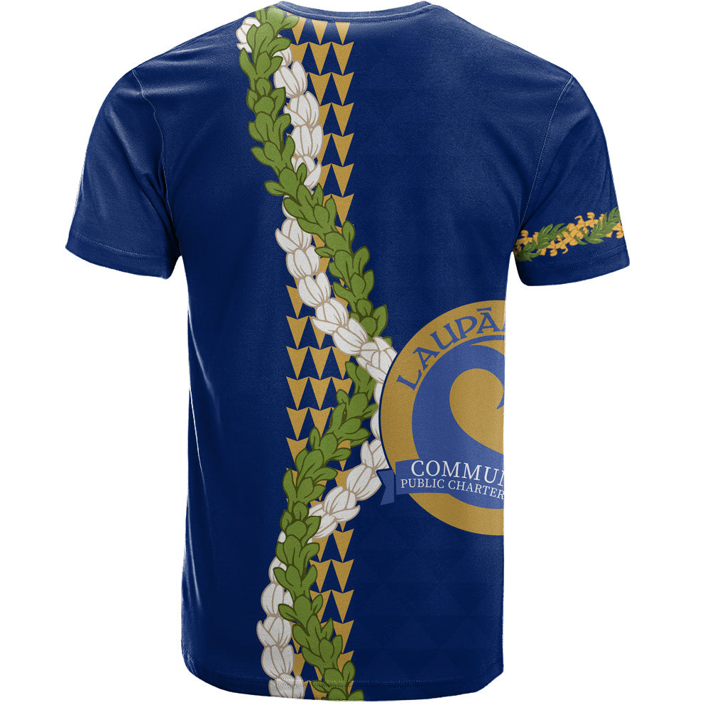 Laupāhoehoe Community Public Charter School T-Shirt Puakenikeni Maile Flower Lei