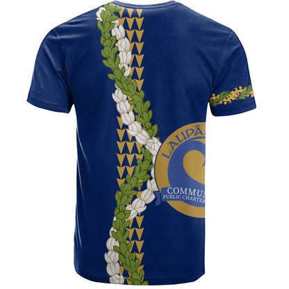 Laupāhoehoe Community Public Charter School T-Shirt Puakenikeni Maile Flower Lei