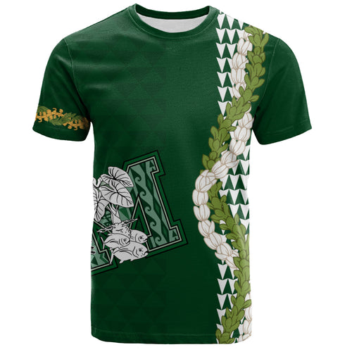 Molokaʻi High School T-Shirt Puakenikeni Maile Flower Lei