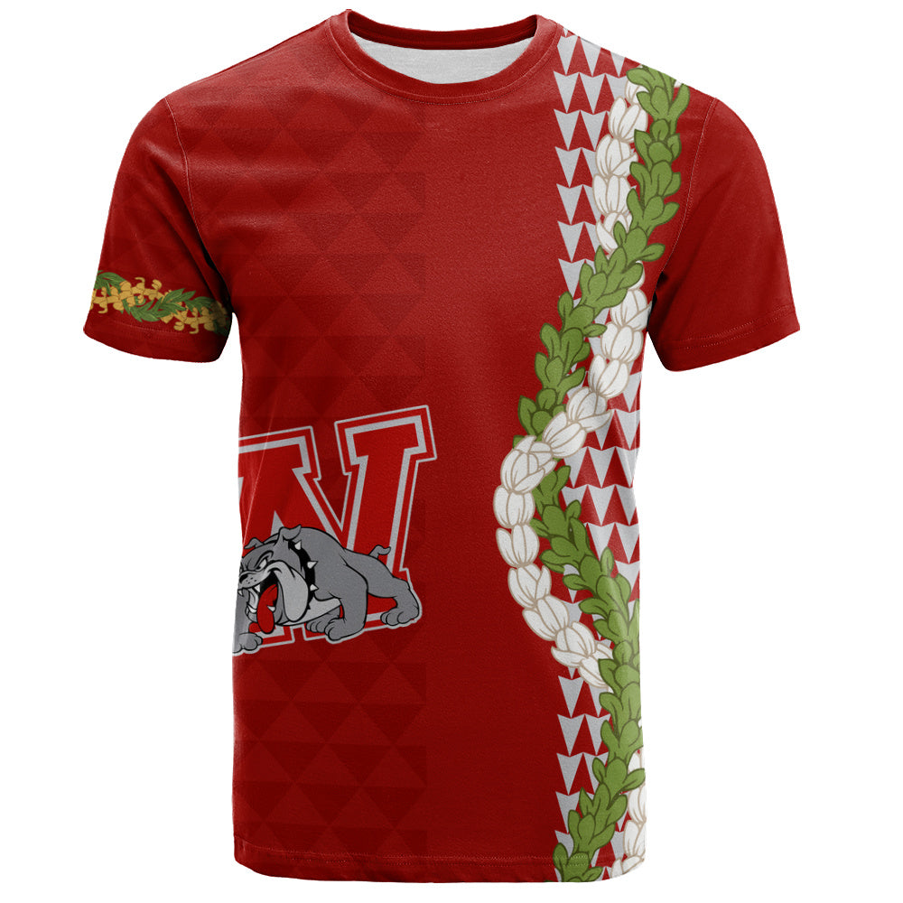 Waialua High and Intermediate School T-Shirt Puakenikeni Maile Flower Lei