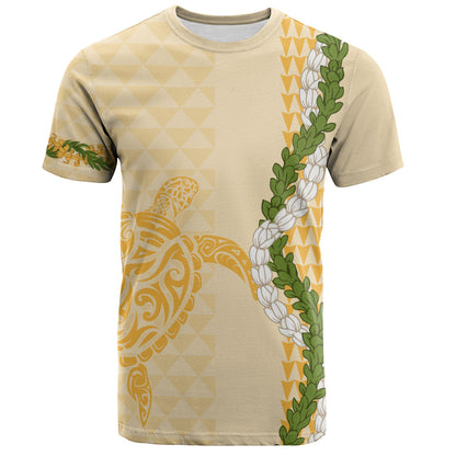 Hawaii T-Shirt Turtle Puakenikeni Maile Flower Lei