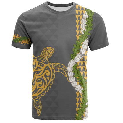 Hawaii T-Shirt Turtle Puakenikeni Maile Flower Lei