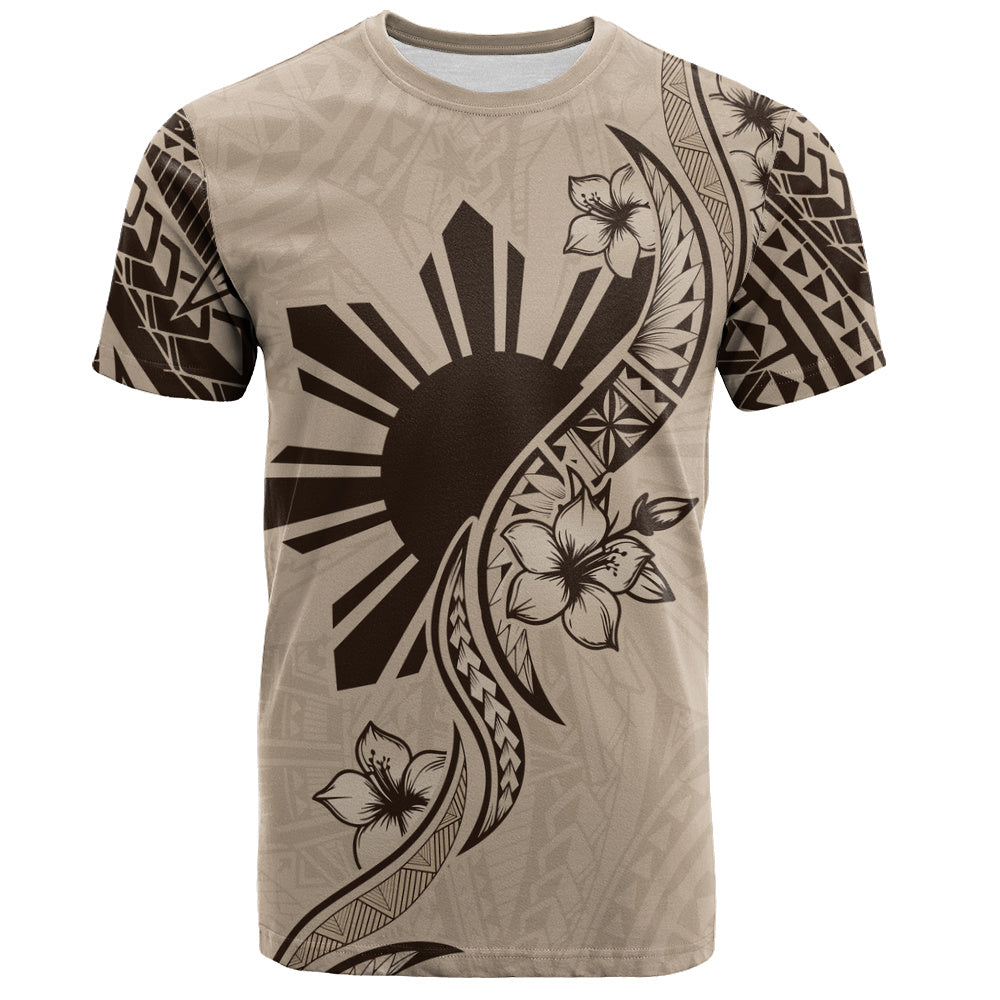 Philippines Filipinos T-Shirt Sun and Sampaguita Flower Tribal Pattern