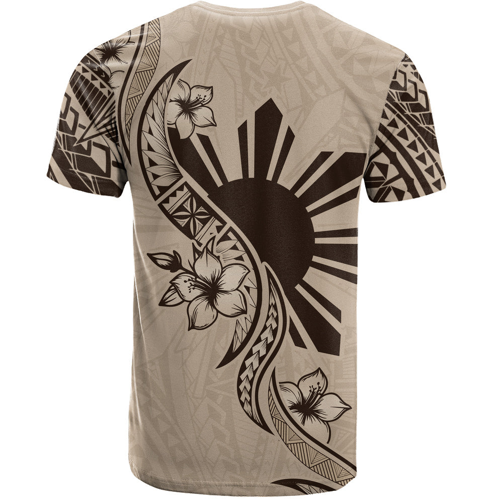 Philippines Filipinos T-Shirt Sun and Sampaguita Flower Tribal Pattern