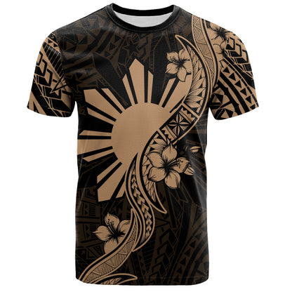 Philippines Filipinos T-Shirt Sun and Sampaguita Flower Tribal Pattern