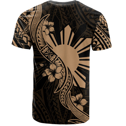 Philippines Filipinos T-Shirt Sun and Sampaguita Flower Tribal Pattern