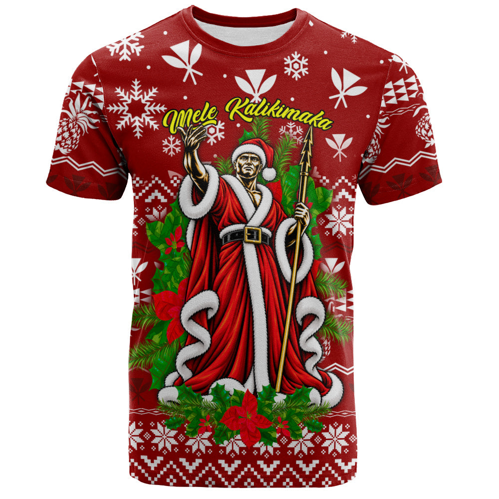 Hawaii T-Shirt Mele Kalikimaka King Kamehameha Santa Polynesian Holiday Spirit