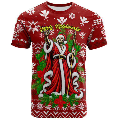 Hawaii T-Shirt Mele Kalikimaka King Kamehameha Santa Polynesian Holiday Spirit
