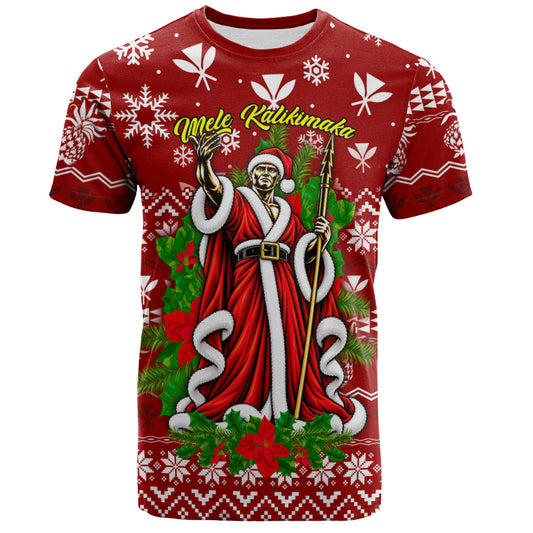 Hawaii T-Shirt Mele Kalikimaka King Kamehameha Santa Polynesian Holiday Spirit