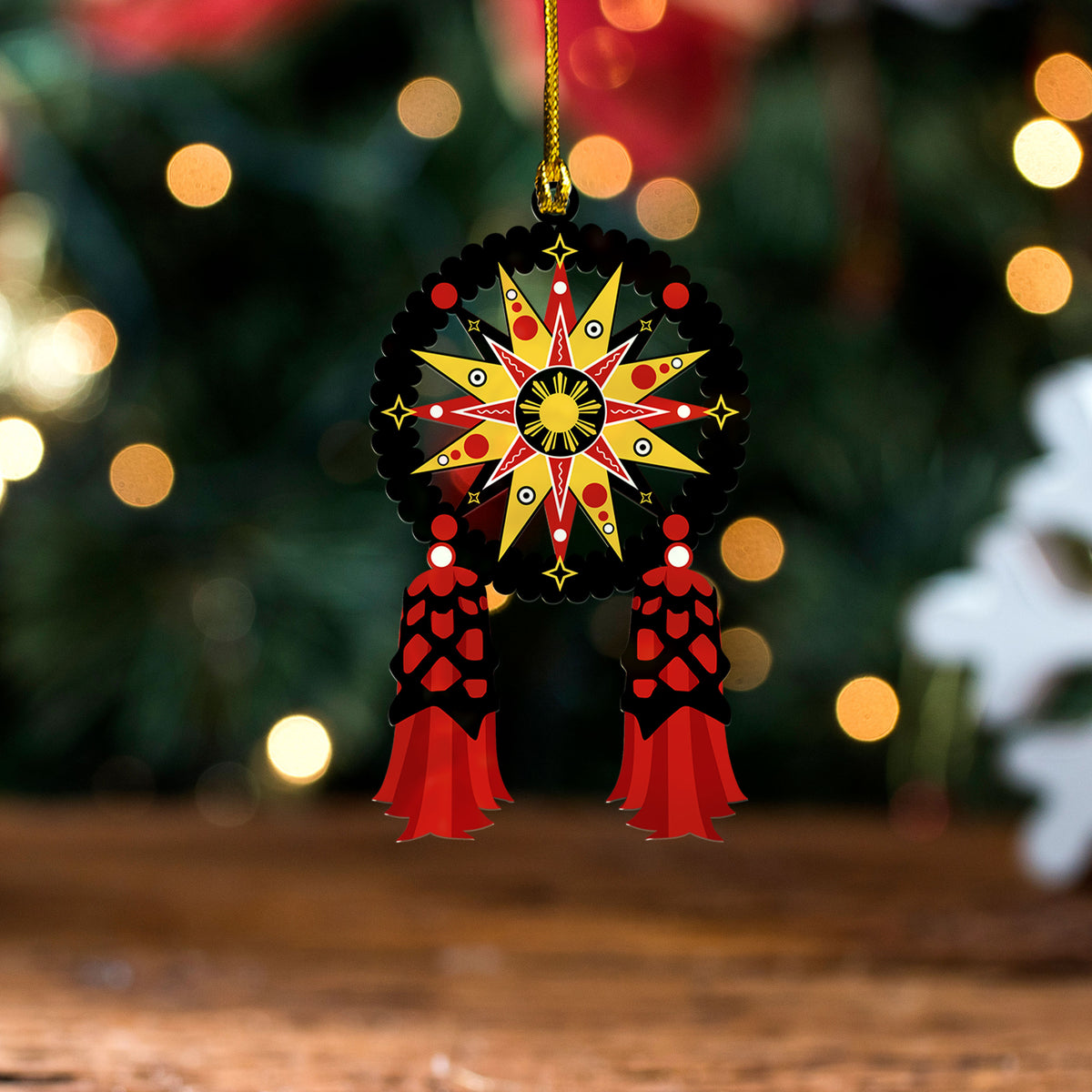 Philippines Filipinos Acrylic And Wooden Ornament Pinoy Sun Parol Christmas