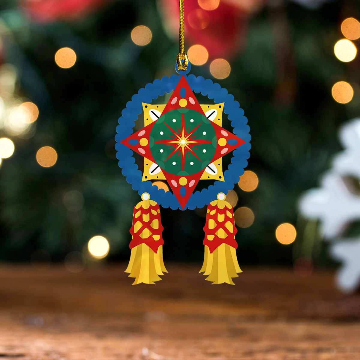 Philippines Filipinos Acrylic And Wooden Ornament Midnight Star Parol Christmas